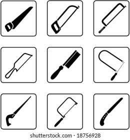 saws and hacksaws silhouettes (also available in raster format)