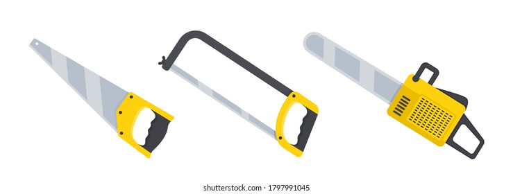 Saws for wood, and metal icon. Vector illustration isolated