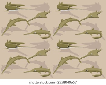 Sawshark Cute Cartoon Character Seamless Wallpaper Background