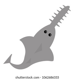 Sawshark icon. Saw fish shark. Cute cartoon funny character. Baby kids education. Ocean Sea life. Flat design. Isolated. White background. Vector illustration