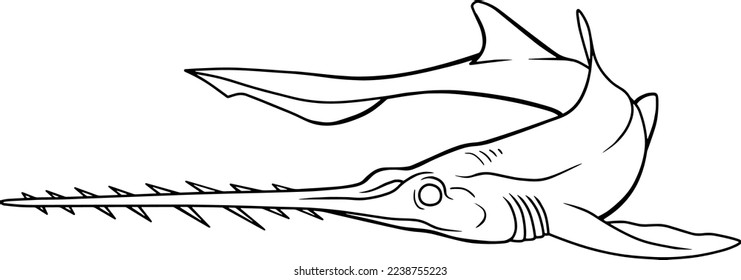 ilustración vectorial de línea de sawshark aislada en fondo blanco