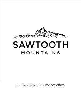 Logotipo del Vector de las montañas de Sawtooth con diseño de estilo retro