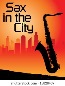 Sax in the city background