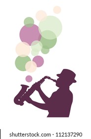 Sax Player Playing Colors