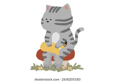 Sax playing cat, wind ensemble