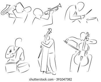 sax, trumpet, drums, double bass, jazz orchestra