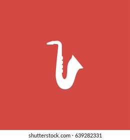 saxaphone icon. sign design. red background