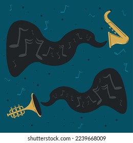 saxo and trumpet instruments icons