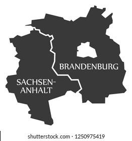 Saxony Anhalt - Brandenburg federal states map of Germany black with titles