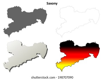 Saxony blank outline map set - vector version