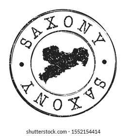 Saxony Germany Map Postmark. Silhouette Postal Passport. Stamp Round Vector Icon. Vintage Postage Design.