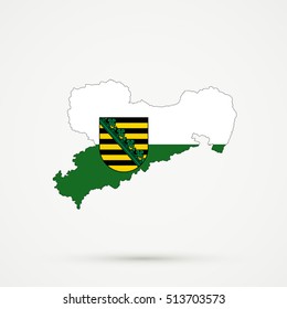 Saxony map in Saxony flag colors, editable vector.