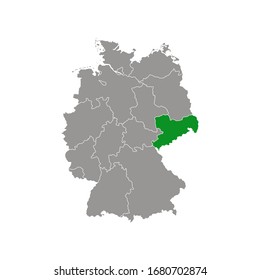 Saxony state highlighted on Germany map Vector.