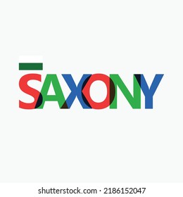 Saxony vector RGB overlapping letters typography with flag. German state logotype decoration.