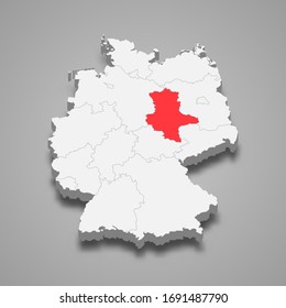 Saxony-Anhalt state location within Germany 3d map