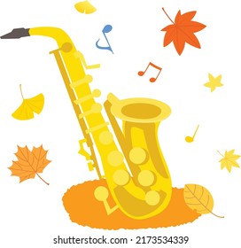 Saxophone with autumn of the art.