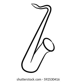 saxophone black contour lines on the white background vector illustration