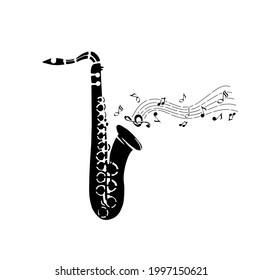 Saxophone. Black on a white background. Vector illustration