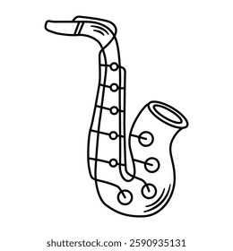 saxophone, black outline musical instrument