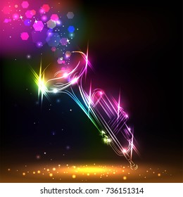 Saxophone and bright sparkle on poster