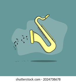 saxophone cartoon Vector Icon Illustration. Science Technology Icon Concept Isolated Premium Vector. Flat Cartoon Style
