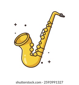 Saxophone Cartoon Vector Illustration - Isolated on a White Background.