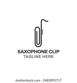 Saxofón y Plantilla de logo de Clip. Ilustración vectorial de saxofón creativa