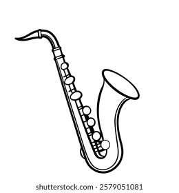 saxophone clipart vector line art 