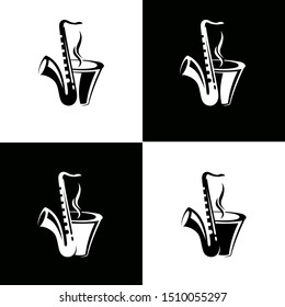 saxophone and coffee vector logo template