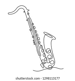 Saxophone continuous line vector illustration