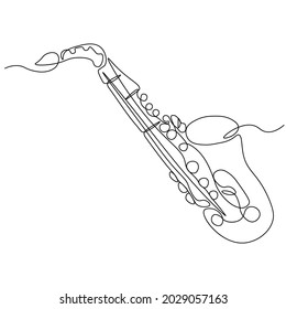 Ilustración de vector de línea continua saxofónica