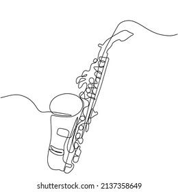 Saxophone continuous line vector illustration...