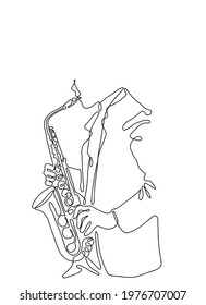 saxophone continuous line wall art ,vector illustration.