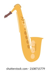 Saxofón en forma de doodle plano. Instrumento de música jazz