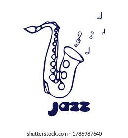 Saxophone doodle hand drawn illustration 