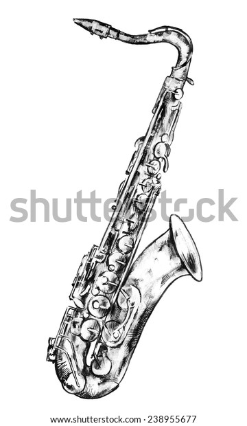 Saxophone Doodle Hand Drawn Sketch Vector Stock Vector (Royalty Free ...