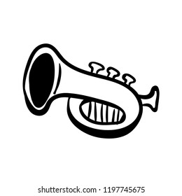 saxophone doodle icon vector 