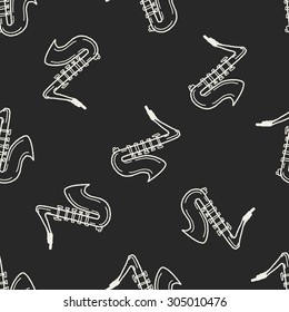 Saxophone doodle seamless pattern background