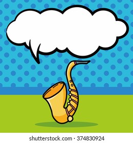 Saxophone doodle, speech bubble
