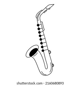 Saxophone in doodle style. Musical instrument. Vector illustration.