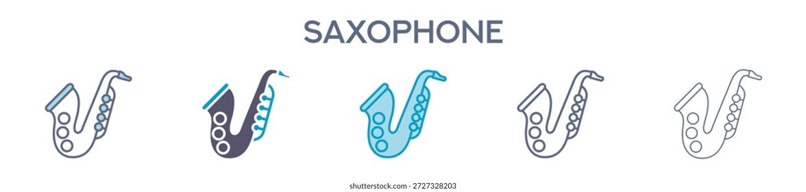 Elemento De Saxofón Para Diseño Gráfico - Estilos Múltiples. Ilustración vectorial De Dos Colores Y Negro. Los Diseños Múltiples De Los Iconos Se Pueden Utilizar Para El Móvil, Ui, Web