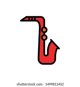 saxophone filled line vector icon sign. saxophone symbol, logo illustration. Different style icons set. Pixel perfect vector graphics - Vector
