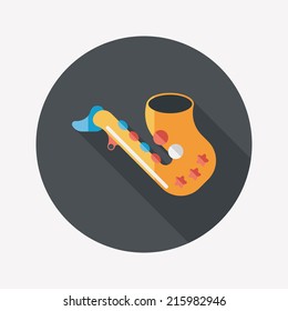 saxophone flat icon with long shadow,eps10