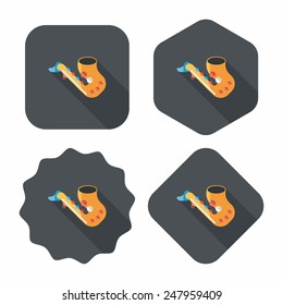 saxophone flat icon with long shadow,eps10