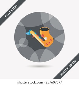 saxophone flat icon with long shadow,eps10