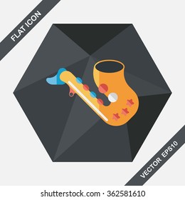 saxophone flat icon with long shadow,eps10