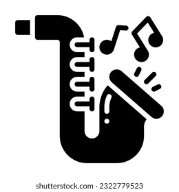 Saxophone Glyph Icon. Perfect for Graphic Design, Mobile, UI, and Web Masterpieces