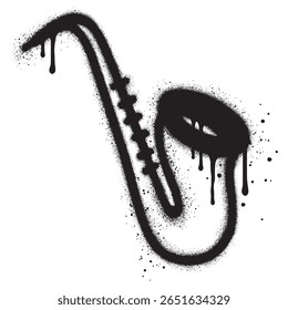 Grafite de saxofone com tinta spray preto. ilustração vetorial.