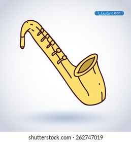 Saxophone hand drawn vector illustration.
