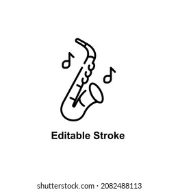 saxophone icon designed in outline style in musical instrument icon theme